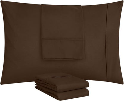 Utopia Bedding King Pillow Cases - 4 Pack - Envelope Closure - Soft Brushed Microfiber Fabric - Shrinkage and Fade Resistant Pillow Covers King Size 20 X 40 Inches (King, Brown)