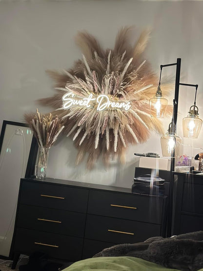 Sweet Dreams Neon Sign Wall Art Decor - 25"x6.4" Sweet Dreams Farmhouse Signs for Hanging Above Bed Wall Decor for Bedroom (Warm White)