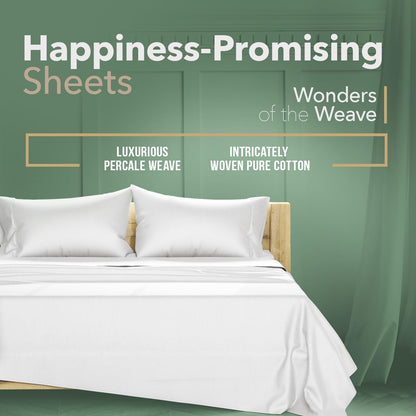 Texas Linen Co. Organic Cotton Percale Sheets - King Size 4-Piece Set | Soft, Crisp & Cooling, GOTS Certified