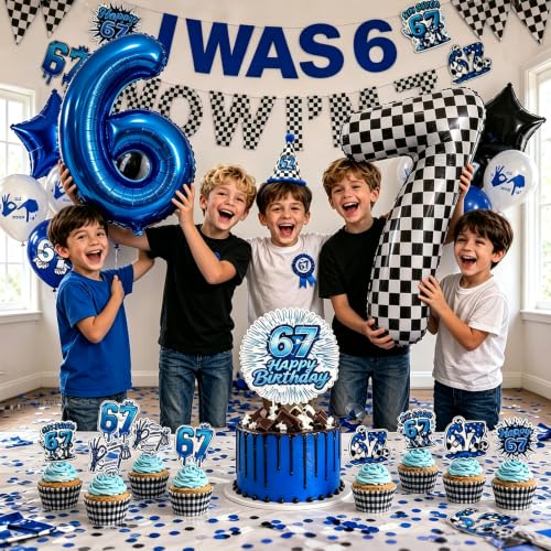 Boy Birthday Decorations 6 7 with Banner and Balloons Set