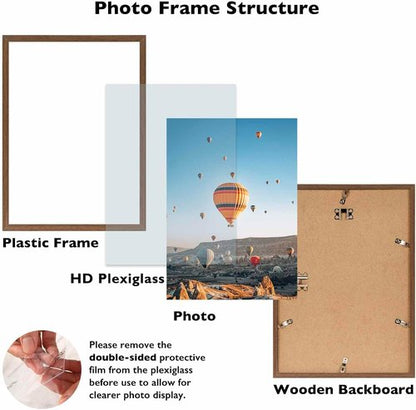 JCJMY Picture Frame - 10x14 Inch Brown for Diamond Art | Horizontal & Vertical Wall Hanging, Shatter-Resistant Plexiglass