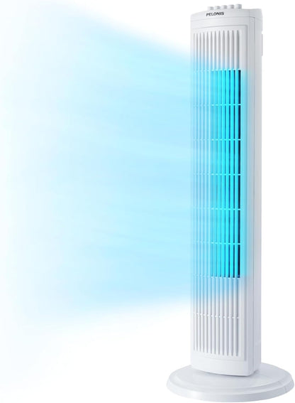 PELONIS 30-Inch Oscillating Tower Fan - 3 Speed Settings & Auto-Off Timer | Stylish White Design