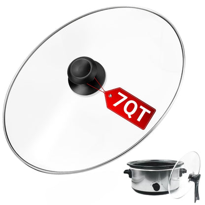 Oval Glass Lid 7 Quart Compatible with Crock-Pot Slow Cooker SCV700-S-BR, Standable Replacement lid for Hamilton Beach Slow Cooker 33474G, Stand-Up Slow Cooker Lids 7 Quart SCV700, SCV700SS, SCV700-KC