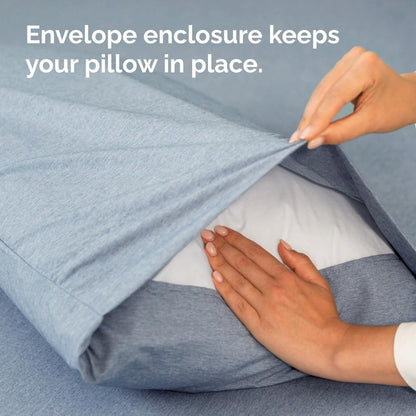 Skiennix Body Pillowcases Set of 4 | Soft & Breathable 20x54 Long Pillow Covers - Fade-Free & Machine Washable - Heathered Blue