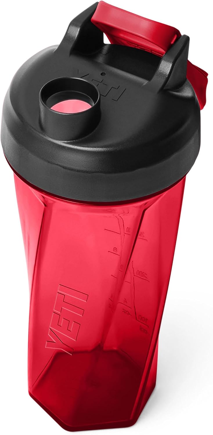 YETI Yonder Helimix Vortex Blender Shaker Bottle - 27oz Portable Protein Cup | Dishwasher Safe, Rescue Red
