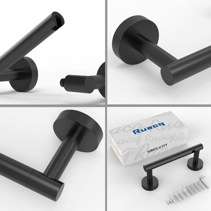 Ruacq Matte Black Toilet Paper Holder - Double Post Pivoting Design | Modern SUS 304 Stainless Steel Wall Mounted