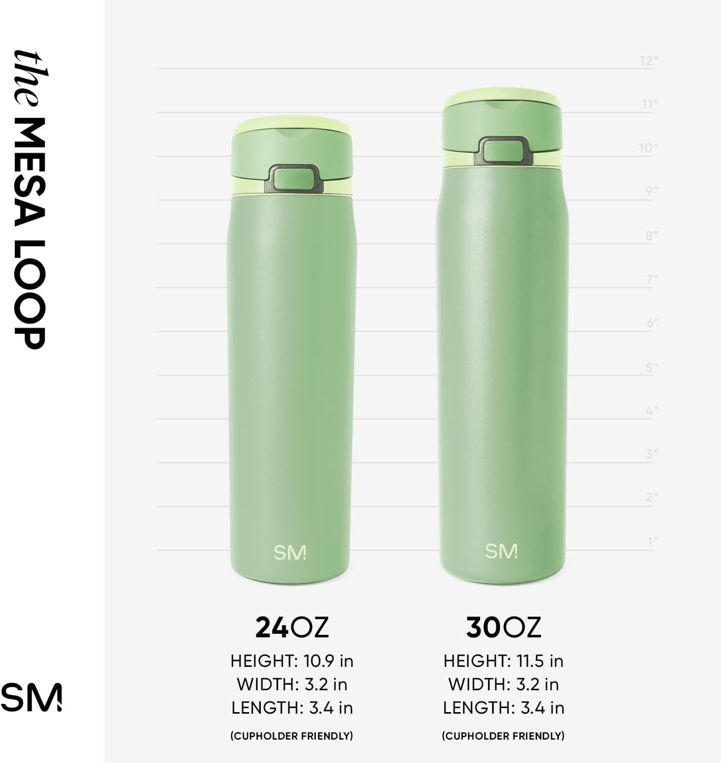 Simple Modern Mesa Loop Water Bottle - Insulated 24oz Stainless Steel with Covered Straw & Handle | Avocado