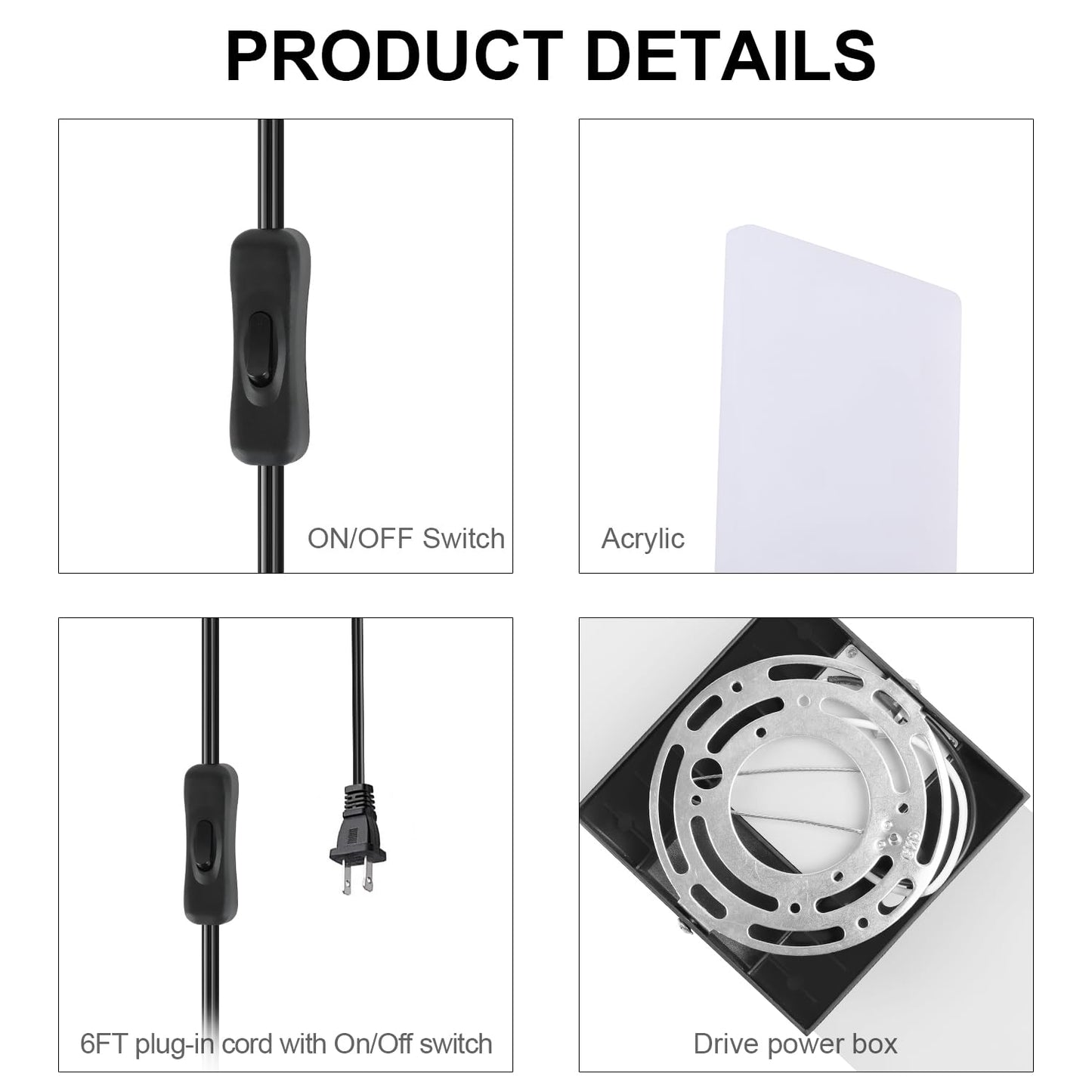 TRLIFE Wall Sconce Plug in, Modern Wall Sconces 12W LED Wall Sconce 6000K Cool White Acrylic Wall Mounted Light Wall Lights with 6FT Plug in Cord and On/Off Switch on The Cord(2 Pack, Black)