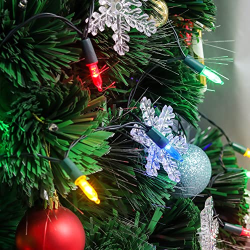 WATERGLIDE 4 Pack 50 LED Outdoor Christmas String Lights - Multicolor, 16ft Battery Operated, 8 Modes & Timer
