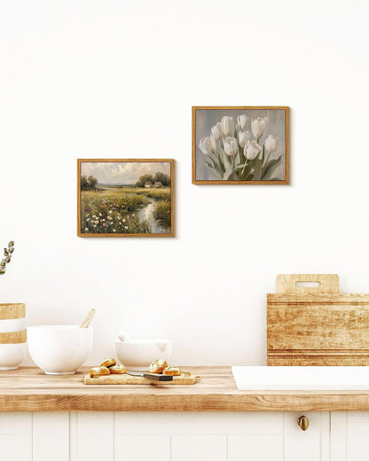 MTFBWY Vintage Tulip Wall Art - Sturdy Framed Botanical Canvas Print | Antique Flower Oil Painting, 8x10 Inch