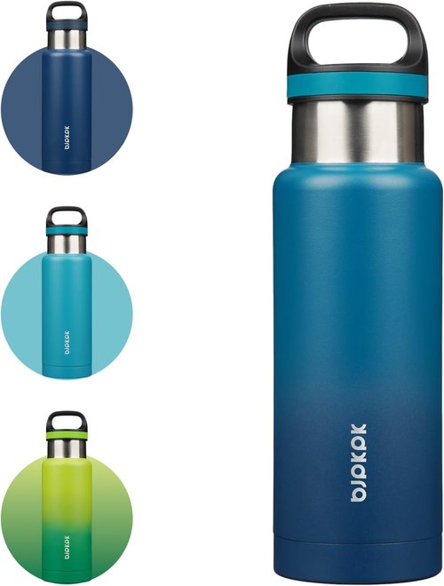 BJPKPK Insulated Water Bottle - 18oz Stainless Steel Flask with Handle | Double-Wall Vacuum, BPA-Free, Indigo Black