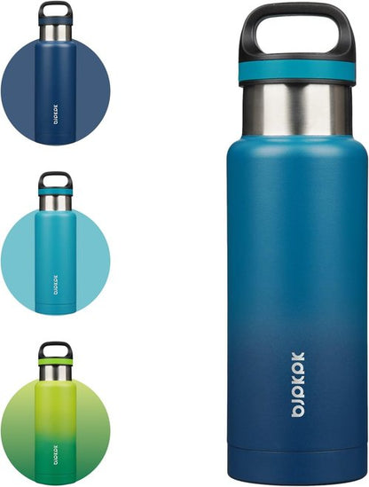 BJPKPK Insulated Water Bottle - 18oz Stainless Steel Flask with Handle | Double-Wall Vacuum, BPA-Free, Indigo Black
