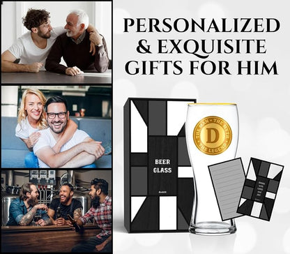 Personalized Beer Glass for Men with Initial - Custom Alcohol Gift for Beer Lovers - The Man The Myth The Legend