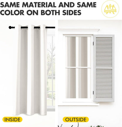 MIULEE Ivory Blackout Curtains - Thermal Insulated Room Darkening Drapes | 72-Inch Length, 2 Panels