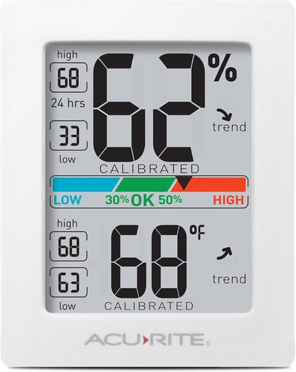 AcuRite Humidity Meter - Digital Thermometer with Comfort Scale | Indoor Hygrometer, 3 x 2.5 Inches, White