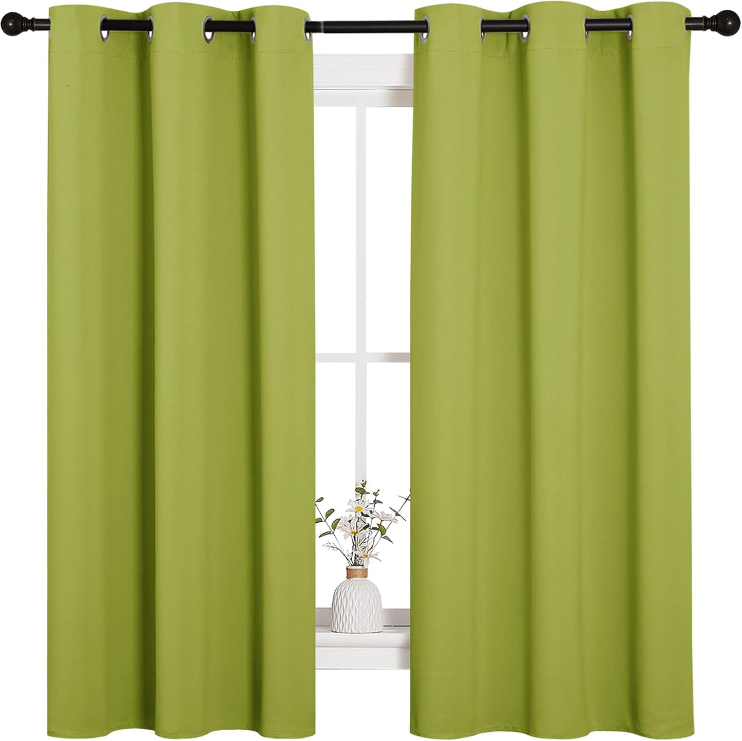 NICETOWN Thermal Insulated Blackout Curtains - Decorative Grommet Drapes for Kids' Room | Fresh Green, 42 x 63 Inches