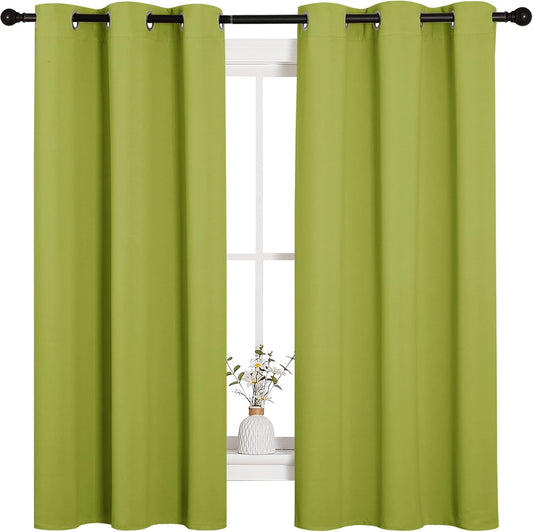 NICETOWN Thermal Insulated Blackout Curtains - Decorative Grommet Drapes for Kids' Room | Fresh Green, 42 x 63 Inches