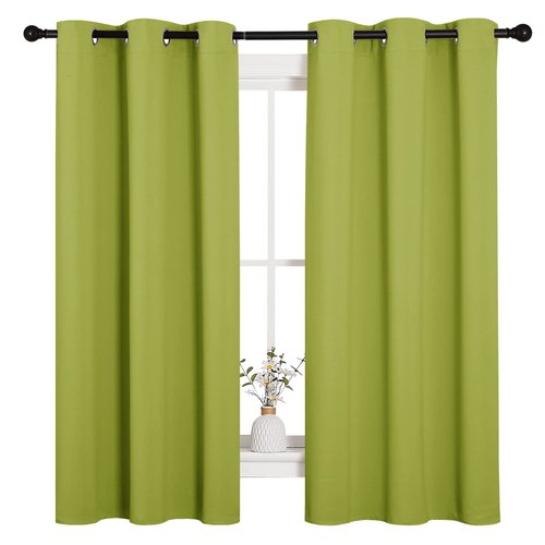 NICETOWN Thermal Insulated Solid Grommet Top Blackout Holiday Decorative Curtains/Drapes for Kid's Room (1 Pair, 42 x 63 inches in Fresh Green)