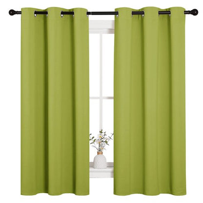 NICETOWN Thermal Insulated Solid Grommet Top Blackout Holiday Decorative Curtains/Drapes for Kid's Room (1 Pair, 42 x 63 inches in Fresh Green)