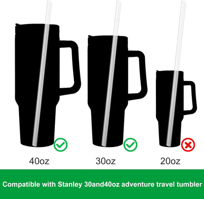 Stanley Replacement Straws - 6 Pack Reusable Straws for 40 oz & 30 oz Tumblers | Includes Cleaning Brush, Clear Plastic