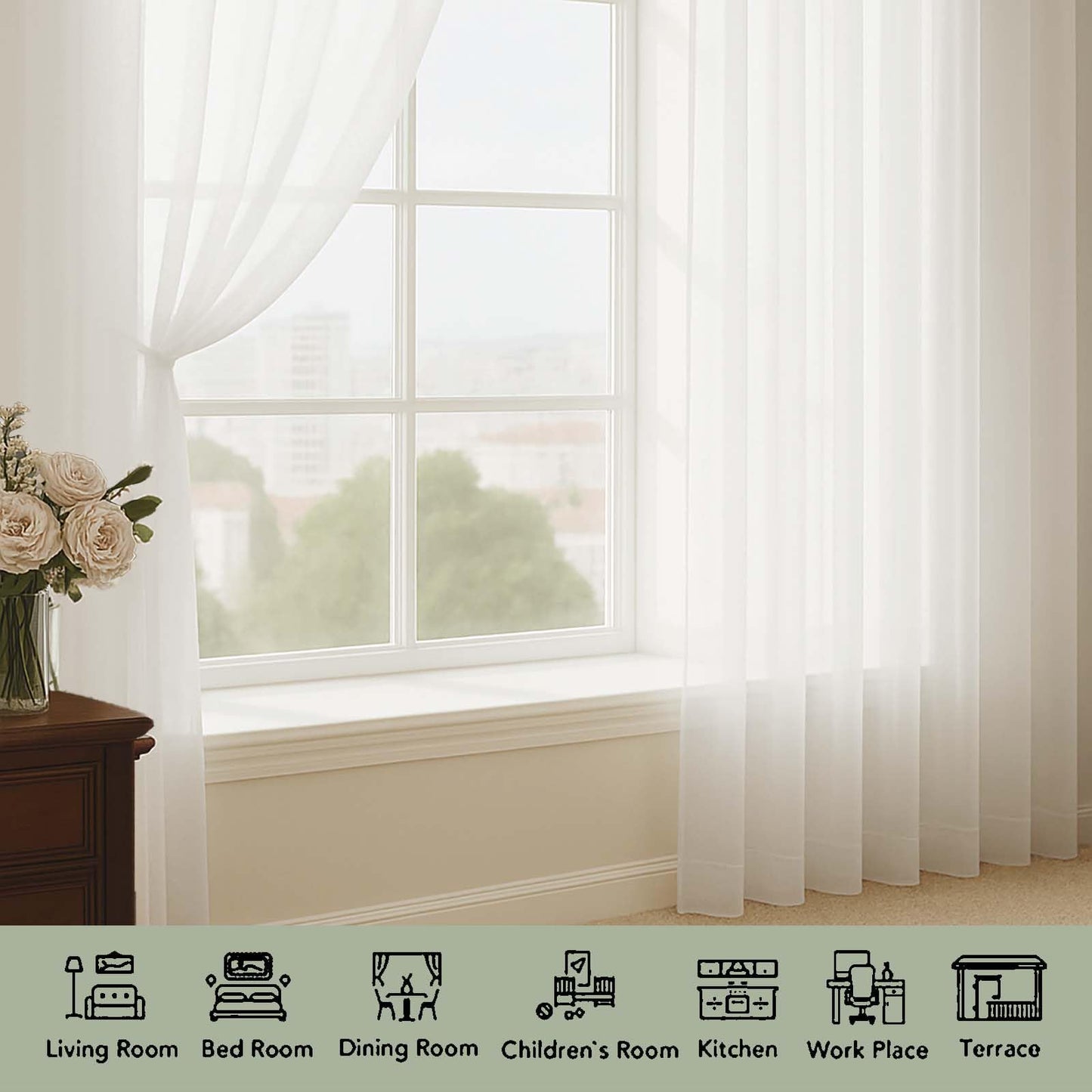OWENIE Sheer Ivory Curtains, Sheer Curtains 63 inch Length 2 Panels Set, Rod Pocket Voile Fimly Sheer Drapes for Living Room Bedroom, 2pcs, Ivory, Each 59" W x 63" L