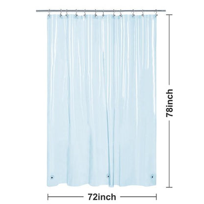 Barossa Design Clear Blue Long Shower Curtain Liner 78" Height - 3 Magnets & Waterproof Lightweight PEVA Shower Liner for Bath Tub, PVC Free, Metal Grommets, Clear Blue, 72x78