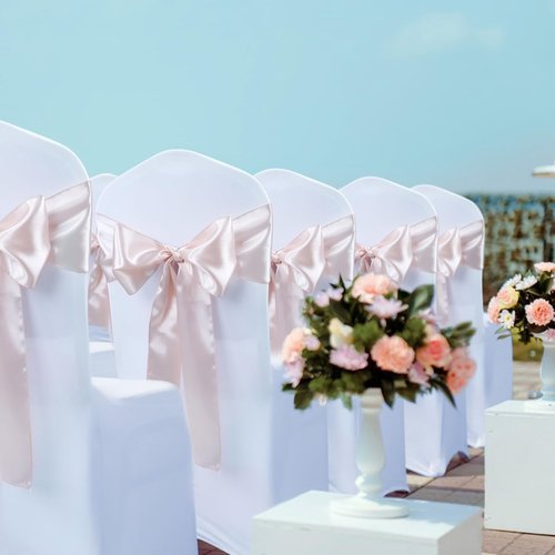 Babenest Satin Chair Sashes - Upgraded 30 Pcs Ribbons & Bows for Weddings & Events | Champagne