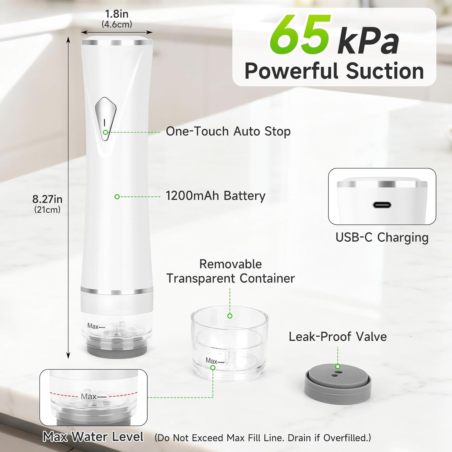 Skiennix Handheld Vacuum Sealer - Keep Food Fresh 5X Longer | Compact Design with 30 Reusable Pouches