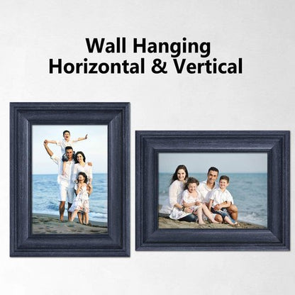 LaVie Home 5x7 Picture Frames - Rustic Photo Frame Set with High Definition Glass | 3 Pack, Blue