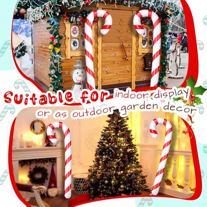 Inflatable Christmas Candy Canes Decoration 5.5 Ft - Red, Set of 4