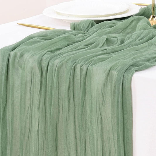 Socomi Cheesecloth Table Runner - 6pcs Sage Green Rustic Gauze for Weddings & Home Decor | 120 Inch
