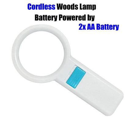 Cordless Wood's Lamp Ringworm Detection Light-Skin Testing-Esthetician-Veterinaria-5x Magnifying Wood Lamp Black Light-16 LED-Battery Powered (Portable Woods Lamp)