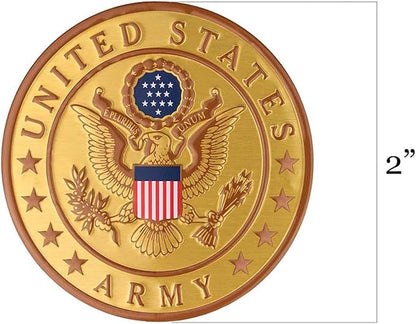 SHOP AWARDS AND GIFTS US Army Metal Medallion - 2 Inch Round Thin Decal with Peel and Stick Back