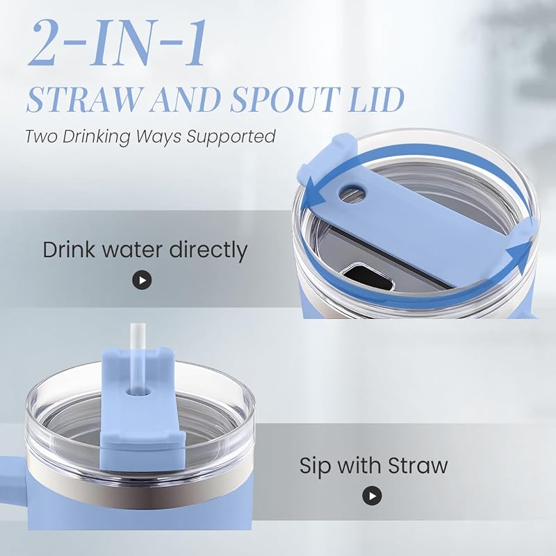 40oz Stainless Steel Tumbler with Handle & Straw — Sister Edition Gift