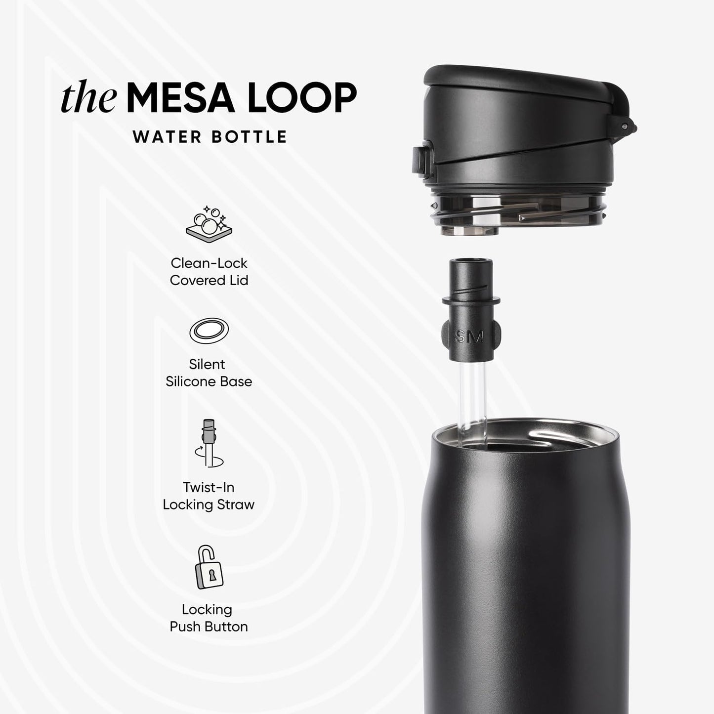 Simple Modern Mesa Loop Water Bottle - Insulated 24oz Stainless Steel with Covered Straw & Handle | Avocado