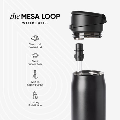 Simple Modern Mesa Loop Water Bottle - Insulated 24oz Stainless Steel with Covered Straw & Handle | Avocado