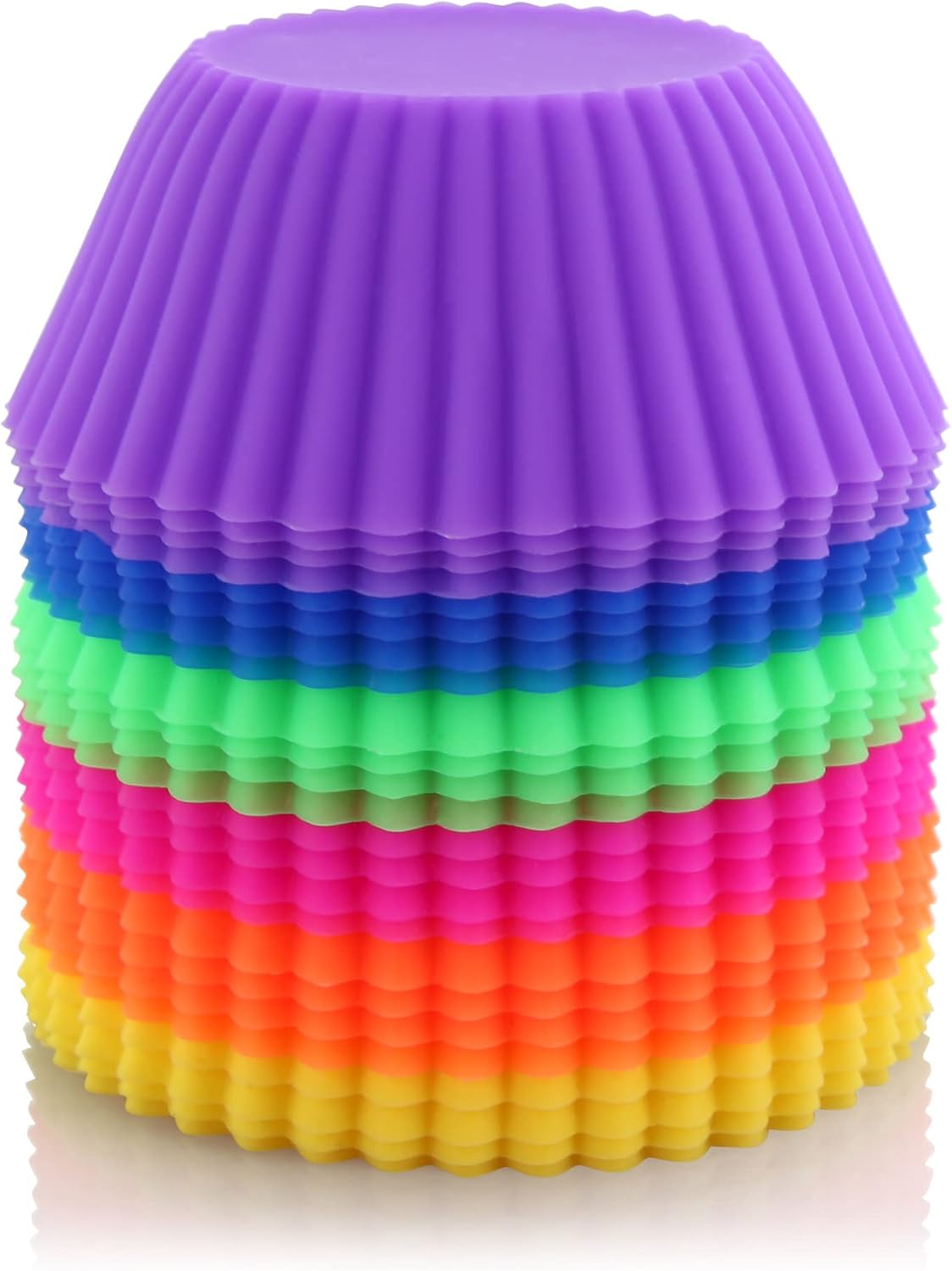 New Star Foodservice Reusable Silicone Baking Cups - 24 Pack Cupcake Liners for Easy Baking
