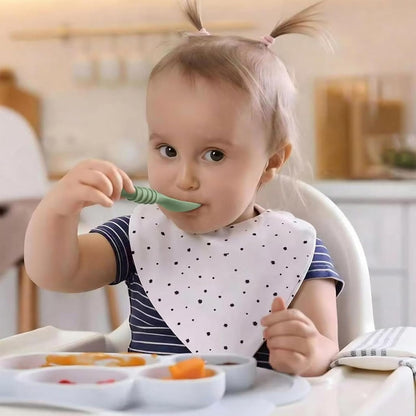 PandaEar Silicone Baby Spoons - 6 Pack for Baby Led Weaning | Self Feeding Utensils 6+ Months (Blue, Green, Beige)
