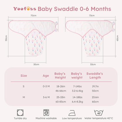 Yoofoss Baby Swaddles - 100% Cotton Adjustable Swaddle Sack for Newborns | 0-3 Months, 3 Pack, Soft & Breathable