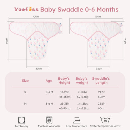 Yoofoss Baby Swaddles for Newborns 100% Cotton, Adjustable Swaddle 0-3 Months 3 Pack Newborn Swaddle Sack, Breathable Soft(Small)