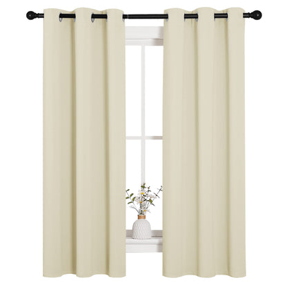 NICETOWN Kitchen Curtains, Short Curtains for Bedroom Windows, Thermal Insulated Room Darkening Curtain Panels for Girls Room, Cafe (Beige, 34" W by 63" L, 1 Pair)