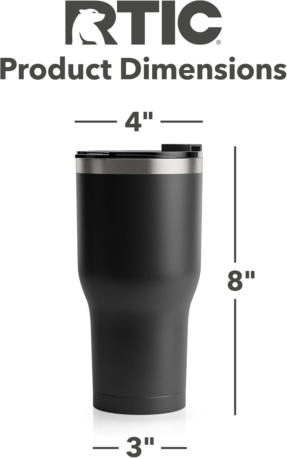 RTIC 30 oz Insulated Tumbler - Stainless Steel Travel Mug with Spill-Proof Lid | Black, Hot & Cold Beverages