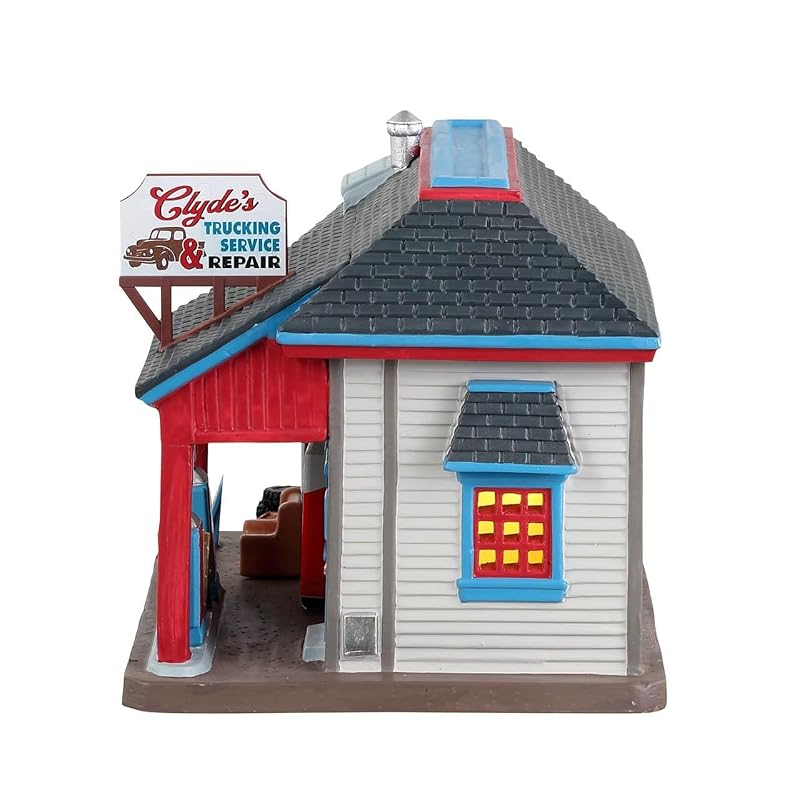 Lighted Village Building Clyde's Trucking Service & Repair - Lemax