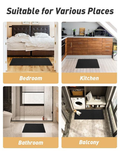AMOAMI Upgraded Waffle Runner Rug Super Absorbent Non Slip Bath Mats for Bathroom Machine Washable Boho Bathroom Runner Rug with Tassels, Ideal for Hallway Bedroom Laundry Room, 2'x 6'