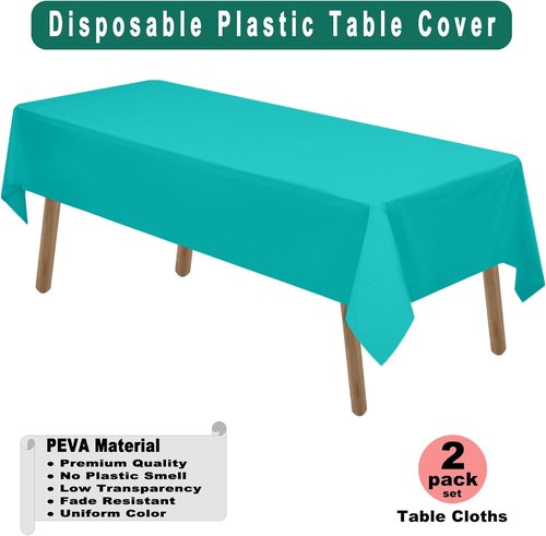 Aqua Blue Tablecloths by [Brand Name] - Disposable 54 x 108 Inch Covers for Baby Showers & Parties