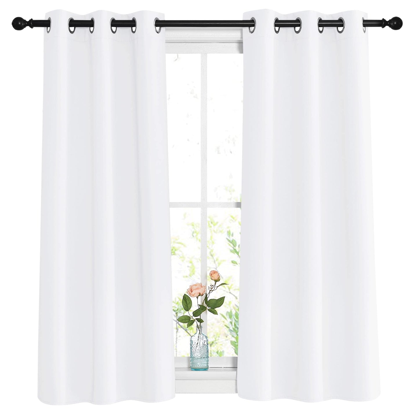 NICETOWN White Room Darkening Curtain Panels - Thermal Insulated Grommet 50% Room Darkening Window Drapes and Curtains for Bedroom/Basement (Set of 2, W37 x L54)
