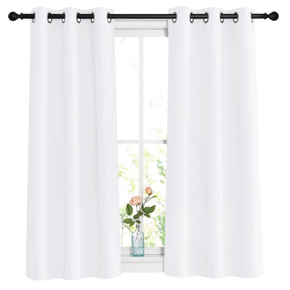 NICETOWN White Room Darkening Curtain Panels - Thermal Insulated Grommet 50% Room Darkening Window Drapes and Curtains for Bedroom/Basement (Set of 2, W37 x L54)
