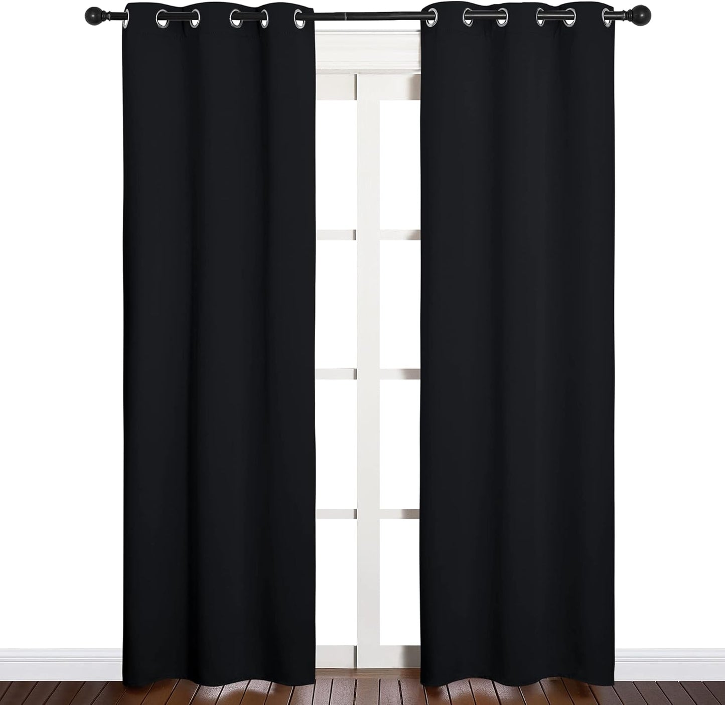 NICETOWN Blackout Curtains - Thermal Insulated Grommet Drapes for Autumn/Winter | Set of 2, 34" x 84", Black