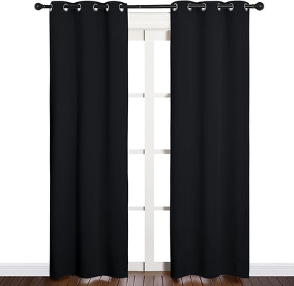 NICETOWN Blackout Curtains - Thermal Insulated Grommet Drapes for Autumn/Winter | Set of 2, 34" x 84", Black
