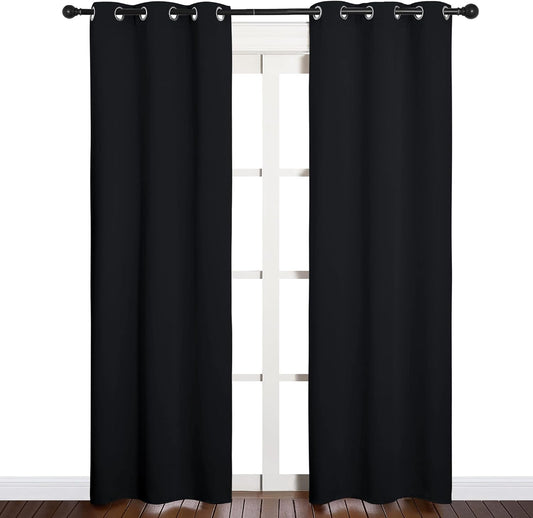 NICETOWN Blackout Curtains - Thermal Insulated Grommet Drapes for Autumn/Winter | Set of 2, 34" x 84", Black